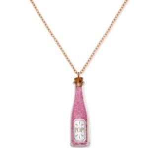 Pink Glitter Champagne Bottle Gold Necklace